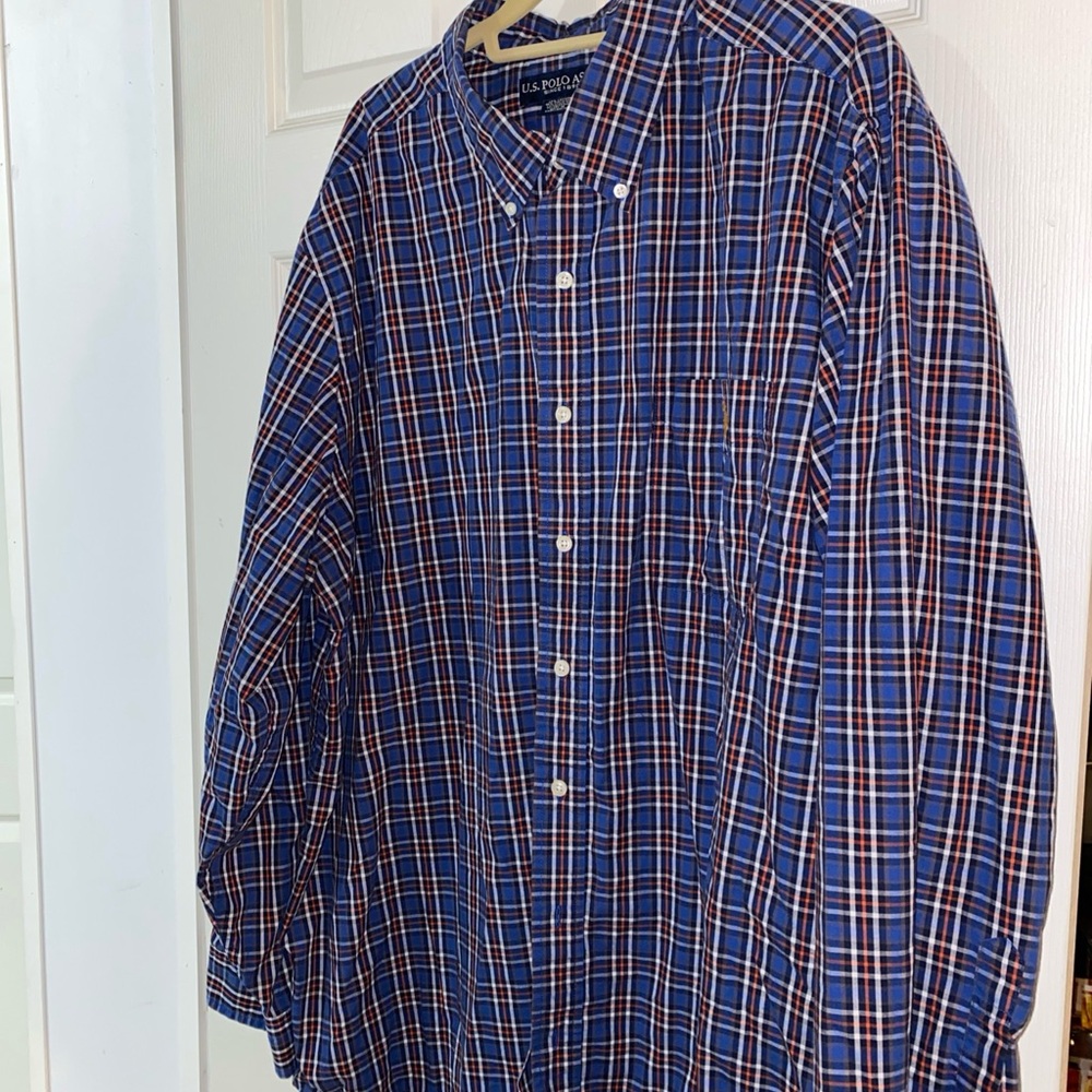 U.S. Polo Assn. Blue and Orange Casual Button Down Shirt - Picture 2 of 3